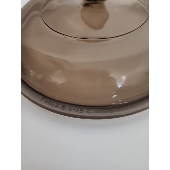 Pyrex Corning Ware Visions V-1.5-C Brown Amber Glass 7" Replacement Lid Round - Picture 3 of 5